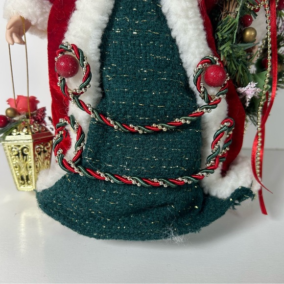 Victorian Santa Claus Porcelain Tree Topper Christmas Gold Red Green Robes 14” - Picture 4 of 8